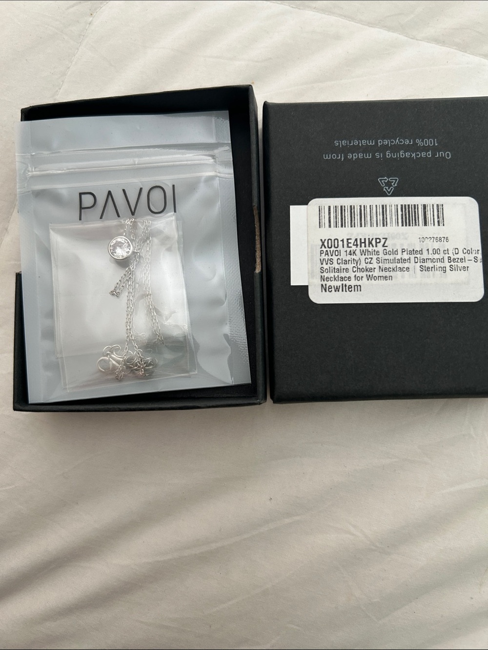 PAVOI white gold plated  Simulated Diamond Pendant Necklace - Silver